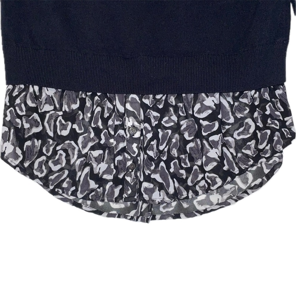 Sam Edelman | Mixed Media Layered Look Black Sweater Women’s Size Medium - Picture 2 of 6